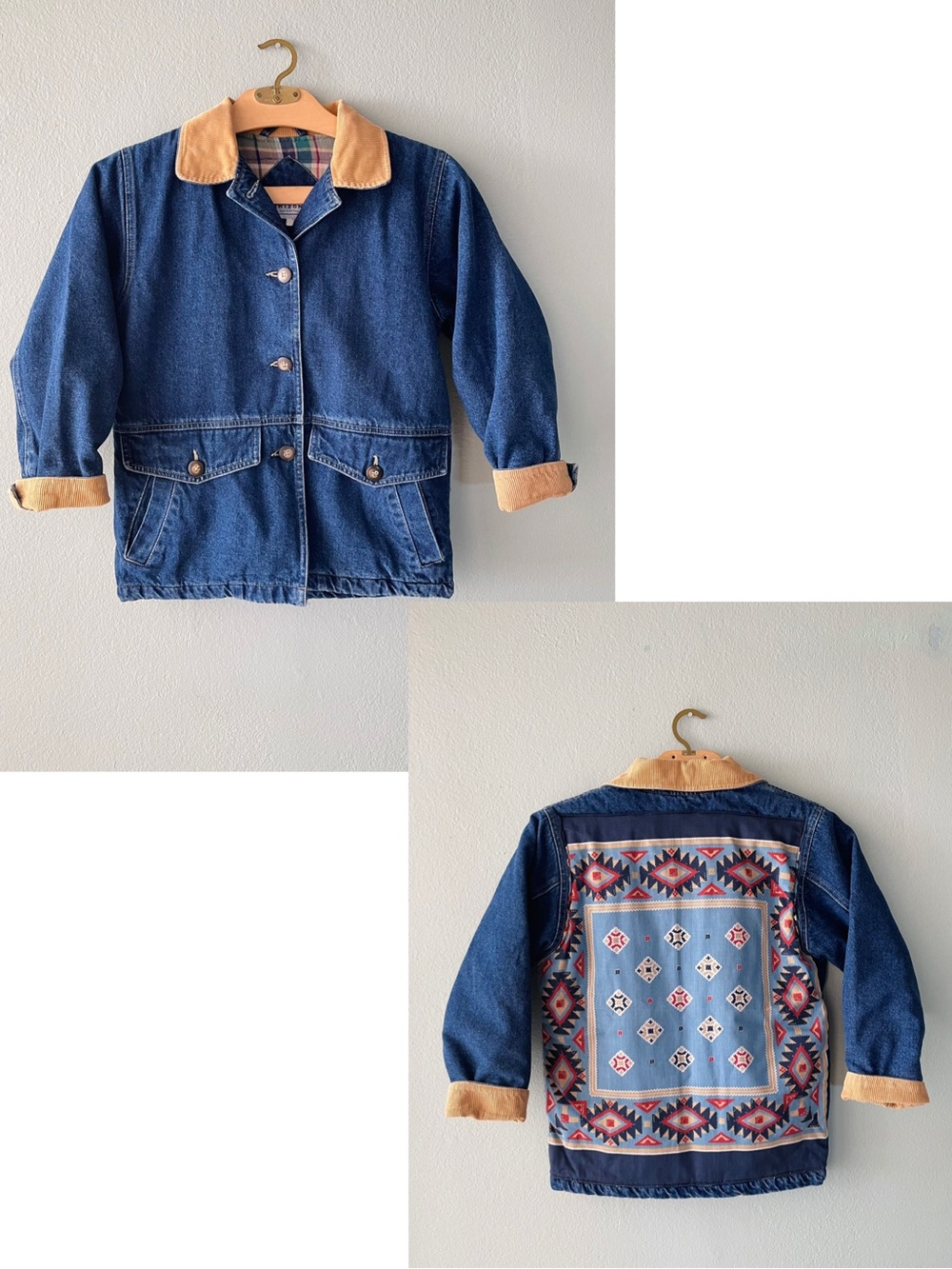 Arizona Jean Co. | Vintage 90s Patchwork Denim Jacket Plaid Lined Southwestern
